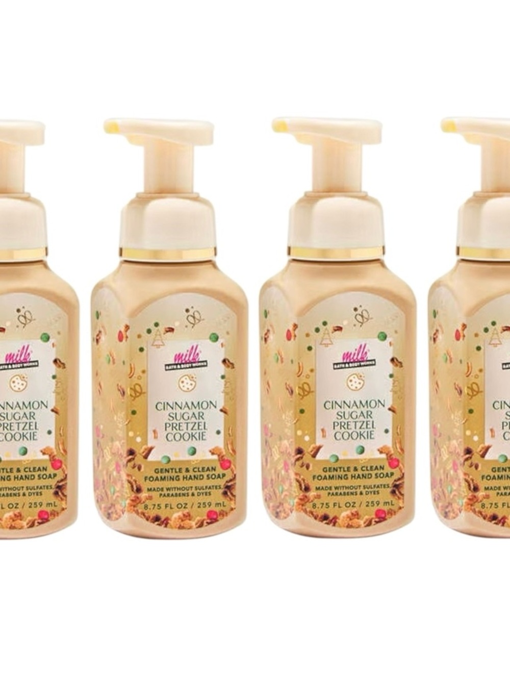 4x Milk bar Cinnamon Sugar Pretzel Cookie Foaming Hand Soap